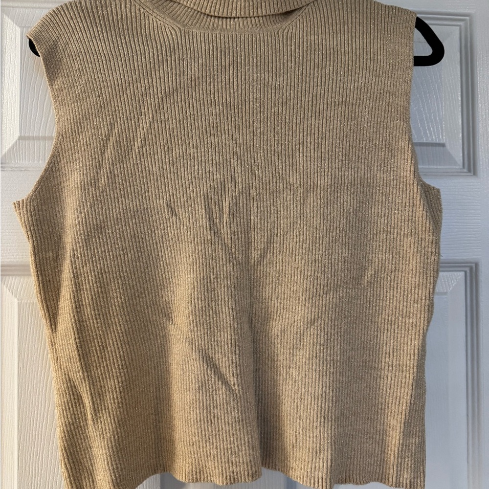 Women's Ribbed Tan Sleeveless Top